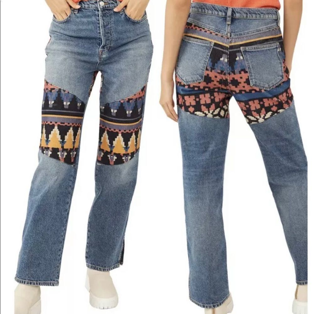 FREE PEOPLE Women’s Rocky Mountain Straight Leg Jeans jeans 24 NWOT. 
$170